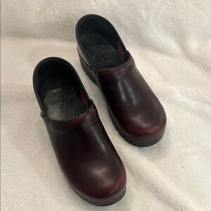 Dansko Dark Red Leather Clogs